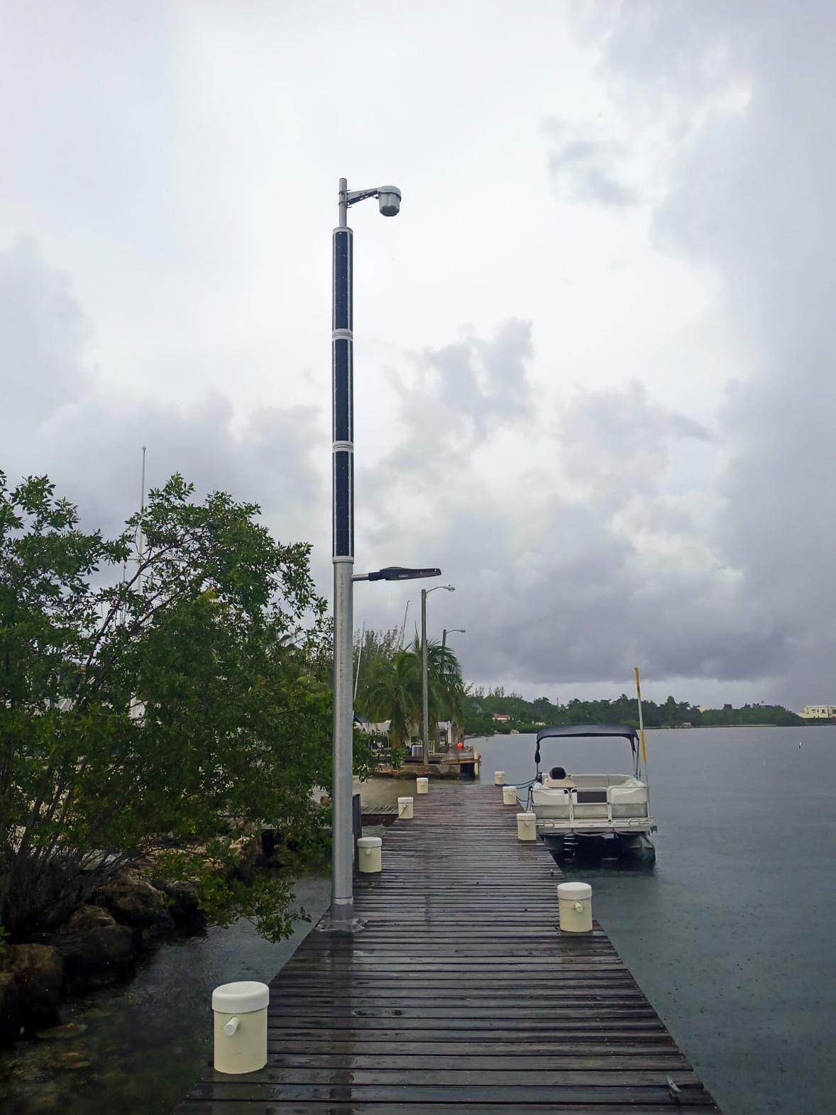 Marina sea turtle-friendly lighting solar powered on a jetty Marina sea turtle-friendly lighting solar powered on a jetty