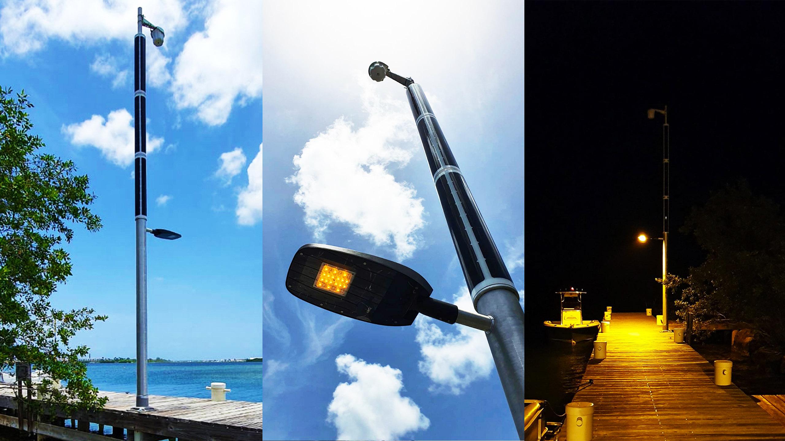 Soluxio solar marine lighting, turtle-friendly, with WiFi Soluxio solar powered sea turtle-friendly light and WiFi hotspot in marina area