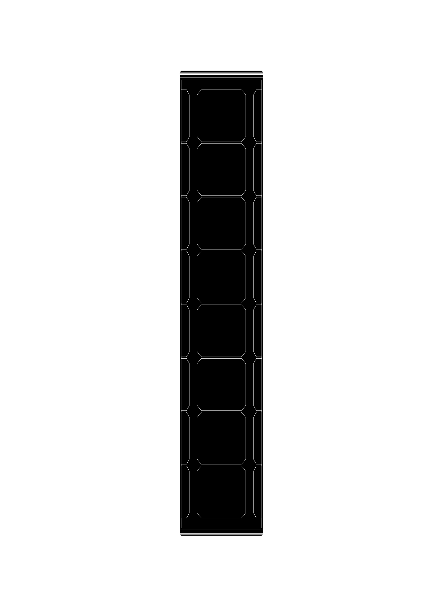 Soluxio Solar Technology Module Schematic White line schematic drawing of Soluxio cylindrical solar module on black background